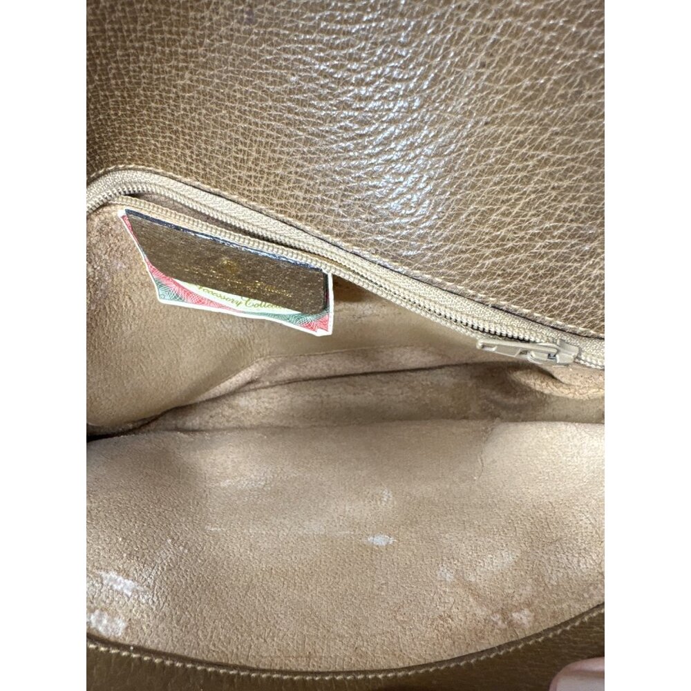 Vintage Gucci Brown Pebbled Leather Shoulder Bag W/Gold Hardware & Red Trim - Picture 13 of 16